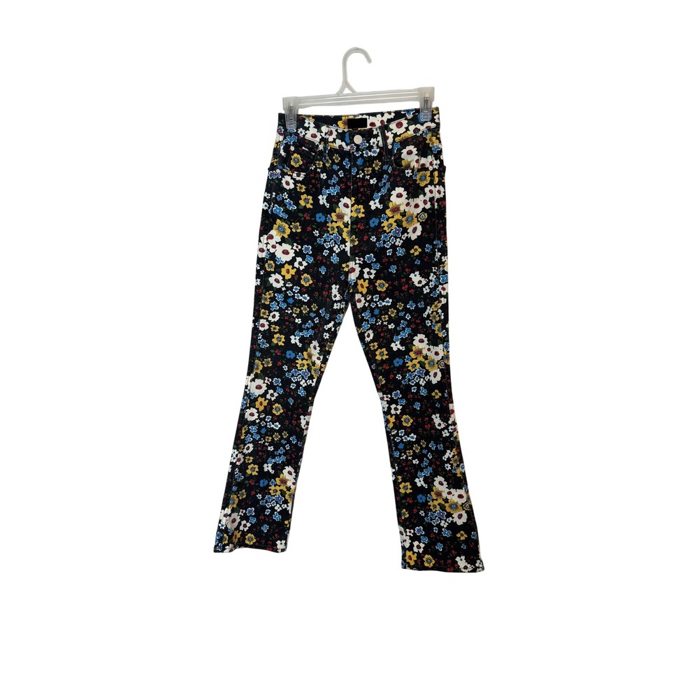 Mother‎ High Waisted Smoky Double Ankle Jeans Womens 26 Black Floral Play Date